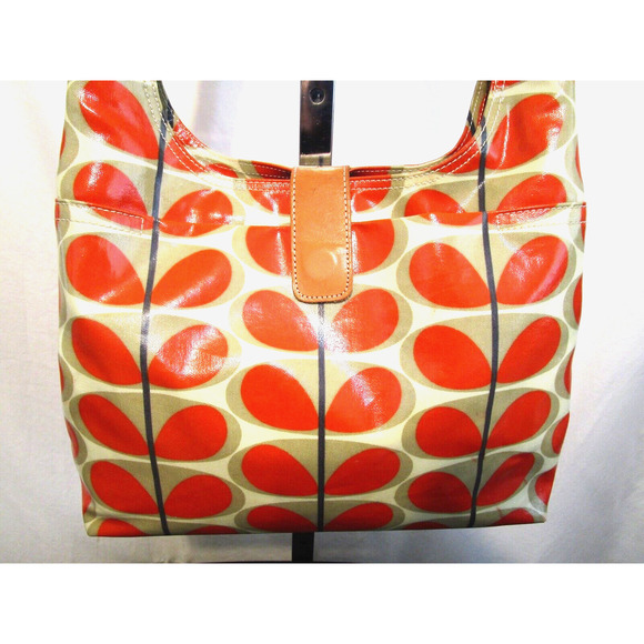 Orla Kiely Orange Stem Print Coated Canvas Midi Sling Crossbody Purse - Picture 3 of 11